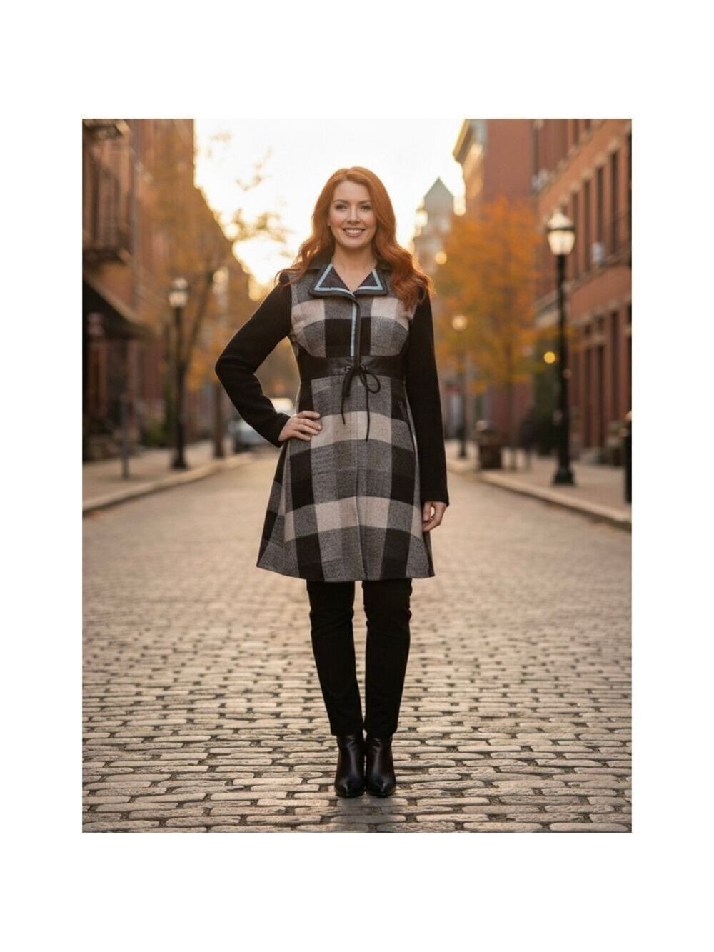 cesar arellanes Plaid Tie Waist Trench Coat Jacket